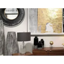 Kirklands Home Decorative Mirrors|Round Cantara Black Metal Wall Mirror