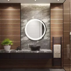 Kirklands Home Decorative Mirrors|Round Caspar LED Wall Mirror