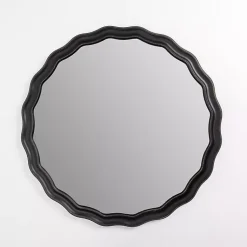 Kirklands Home Decorative Mirrors|Round Catorina Black Wavy Wall Mirror