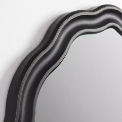 Kirklands Home Decorative Mirrors|Round Catorina Black Wavy Wall Mirror