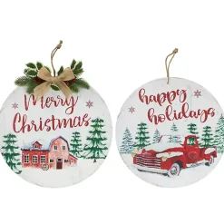 Round Christmas & Holidays Wall Plaques, Set of 2 Christmas Art & Wall Decor