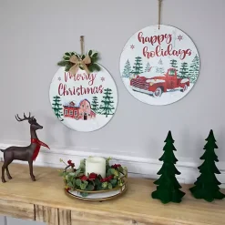 Round Christmas & Holidays Wall Plaques, Set of 2 Christmas Art & Wall Decor
