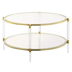 Kirklands Home Coffee Tables|Round Acrylic and Glass Coffee Table Clear