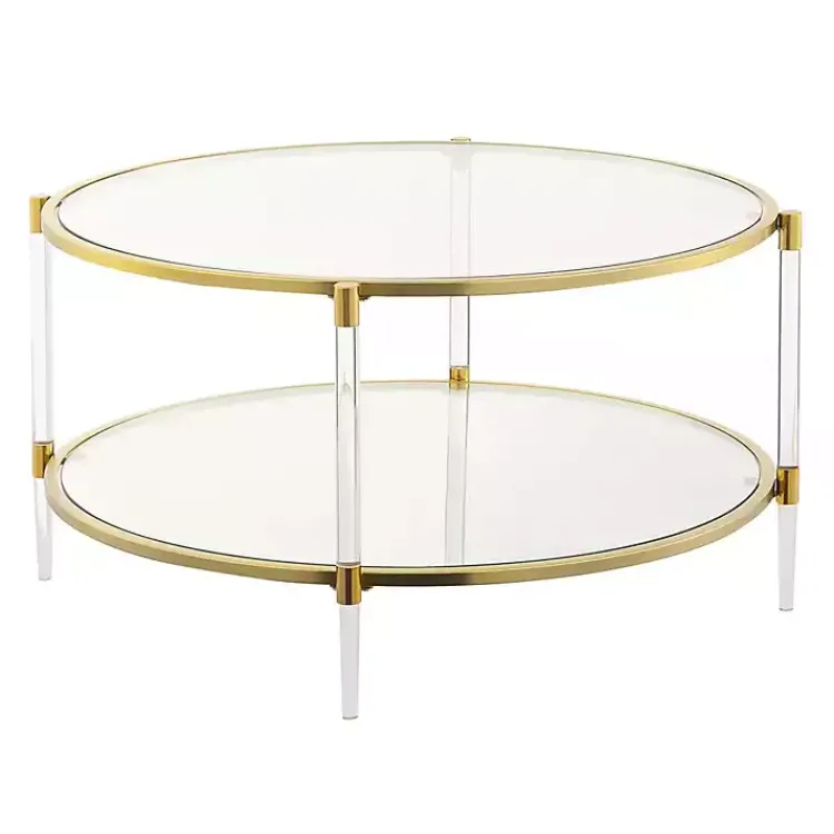 Kirklands Home Coffee Tables|Round Acrylic and Glass Coffee Table Clear