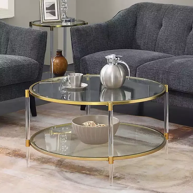 Kirklands Home Coffee Tables|Round Acrylic and Glass Coffee Table Clear