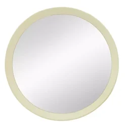 Kirklands Home Decorative Mirrors|Round Cream Mango Wood Wall Mirror