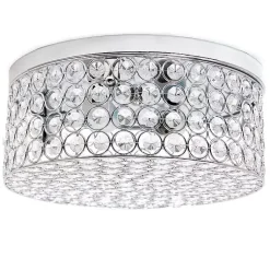 Kirklands Home Flush Mount Lighting|Round Crystal Flush Mount Ceiling Light Clear