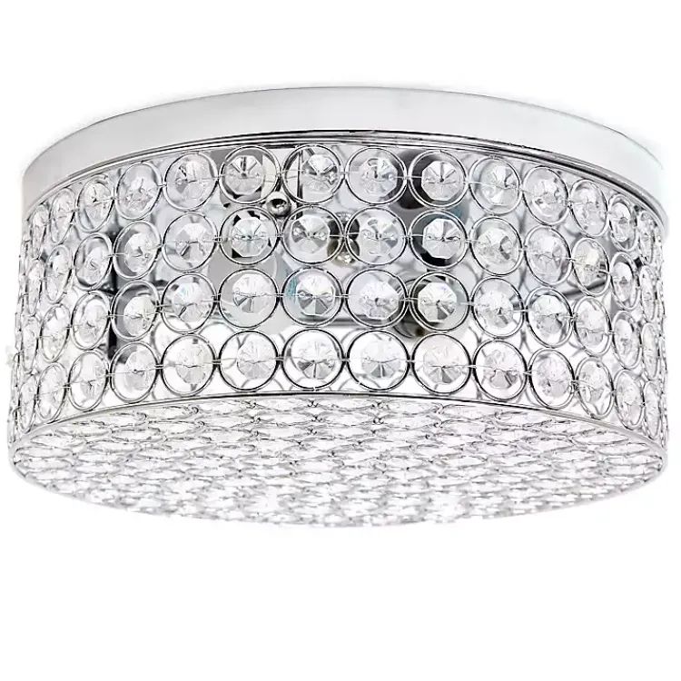 Kirklands Home Flush Mount Lighting|Round Crystal Flush Mount Ceiling Light Clear