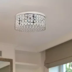 Kirklands Home Flush Mount Lighting|Round Crystal Flush Mount Ceiling Light Clear