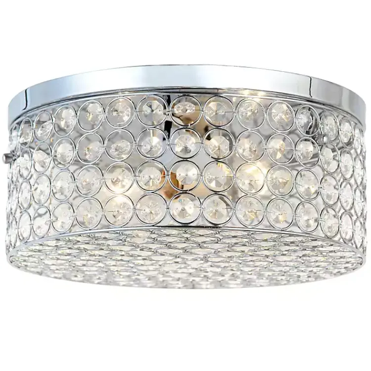Kirklands Home Flush Mount Lighting|Round Crystal Flush Mount Ceiling Light Clear