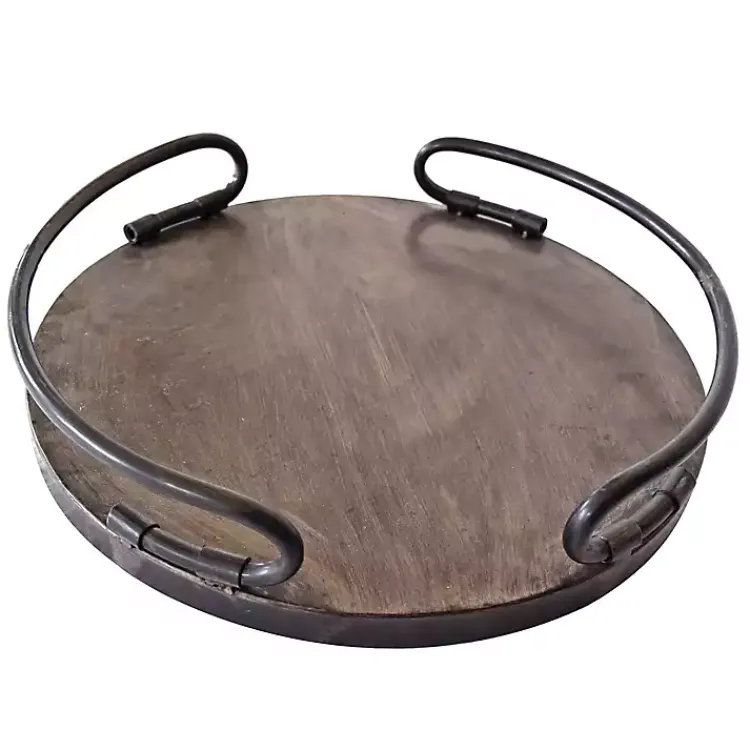 Clearance Round Curved Metal Handles Tray Decorative Trays