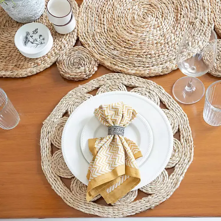 Kirklands Home Table Linens|Round Decorative Braided Jute Placemats, Set of 2 Tan