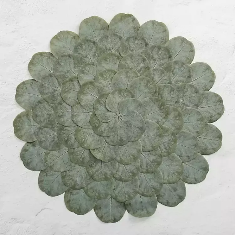 Kirklands Home Table Linens|Round Eucalyptus Leaves Placemat Green