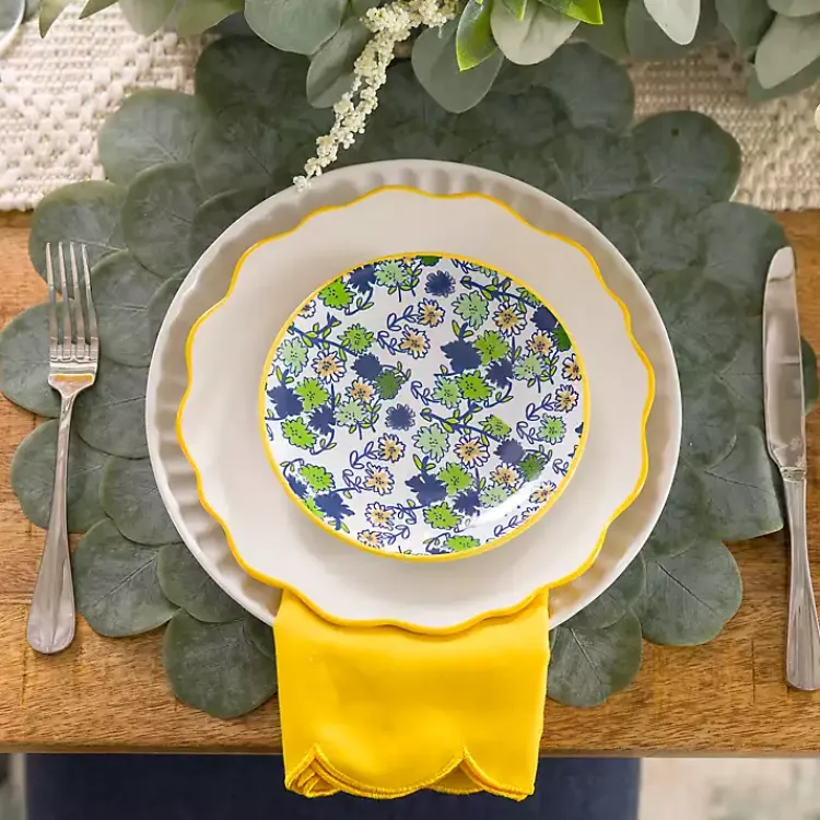 Kirklands Home Table Linens|Round Eucalyptus Leaves Placemat Green