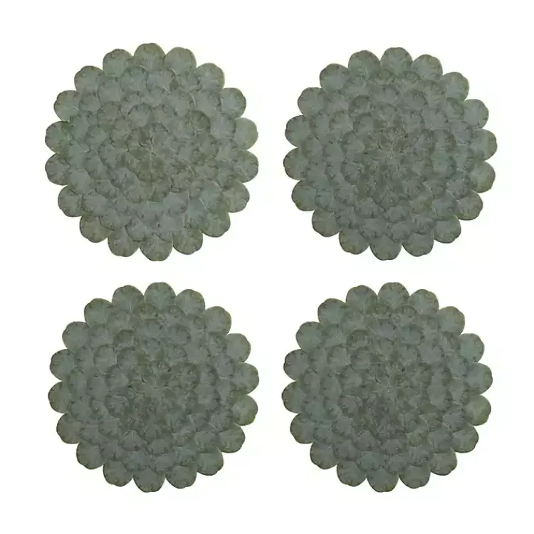 Kirklands Home Table Linens|Round Eucalyptus Leaves Placemats, Set of 4 Green