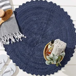 Kirklands Home Bathroom Rugs|Round French Crochet Bath Mat, 28 in. Blue