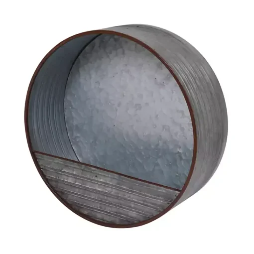 Kirklands Home Planters|Round Galvanized Metal Hanging Planter Silver