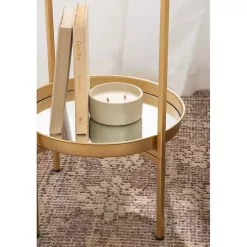 Kirklands Home Accent & End Tables|Round Mirrored Foldable Accent Table Gold