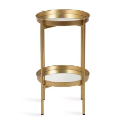 Kirklands Home Accent & End Tables|Round Mirrored Foldable Accent Table Gold