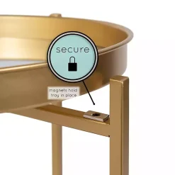 Kirklands Home Accent & End Tables|Round Mirrored Foldable Accent Table Gold