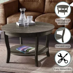 Kirklands Home Coffee Tables|Round wash Curved Legs Coffee Table Gray