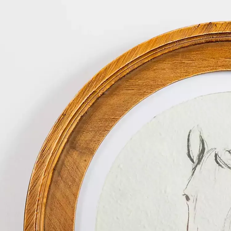 Kirklands Home Framed Art|Round Horse Portrait Framed Art Print White