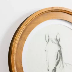 Kirklands Home Framed Art|Round Horse Portrait Framed Art Print White