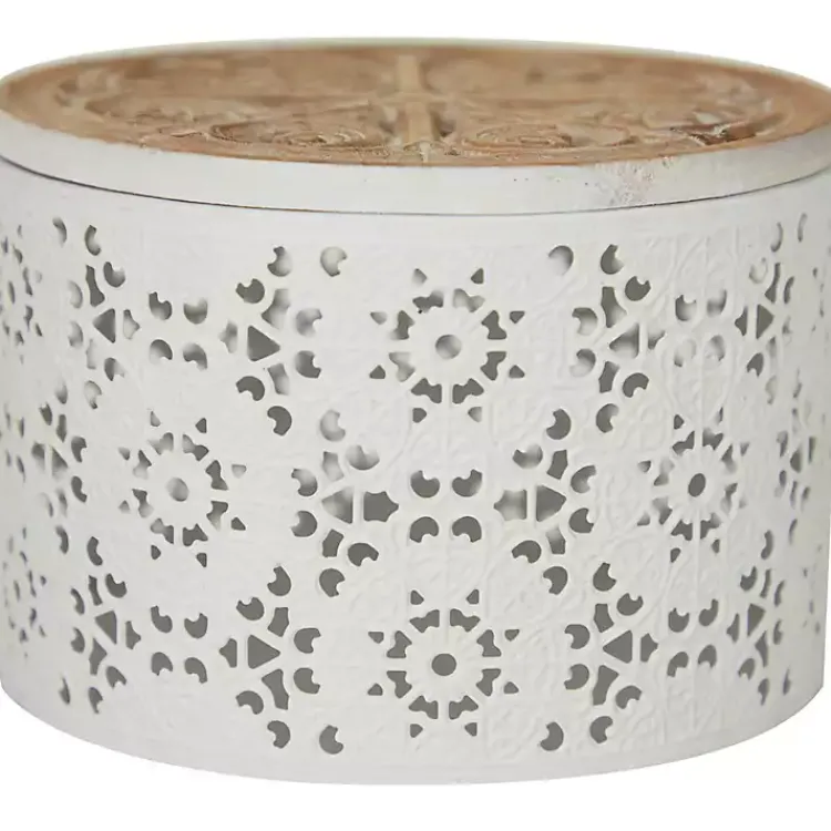 Round Intricate Laser Cut Boxes, Set of 3 Baskets & Boxes