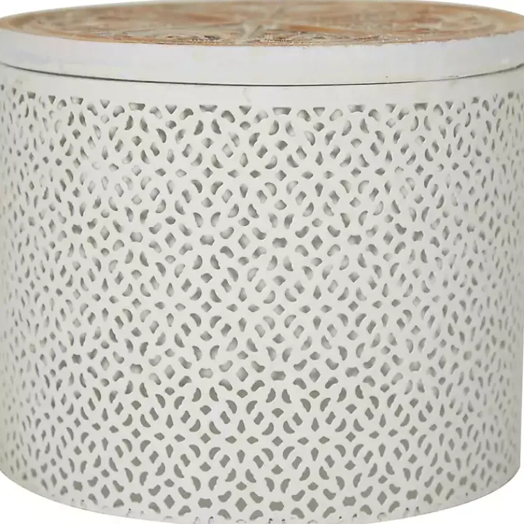 Round Intricate Laser Cut Boxes, Set of 3 Baskets & Boxes