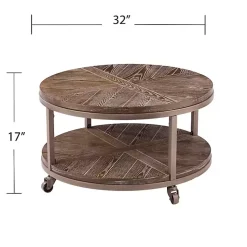 Kirklands Home Coffee Tables|Round Kona Rolling Coffee Table Brown