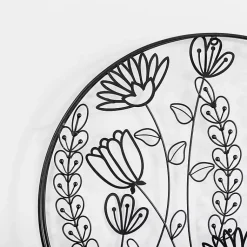 Kirklands Home Wall Plaques|Round Metal Floral Cutout Wall Plaque Black