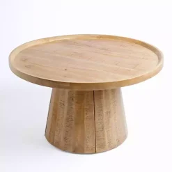 Kirklands Home Coffee Tables|Round Natural Wood Hughes Coffee Table Tan