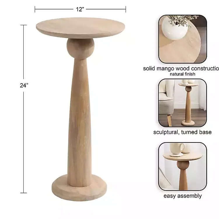 Kirklands Home Accent & End Tables|Round Natural Wood Jess Accent Table Tan