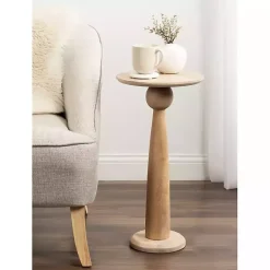 Kirklands Home Accent & End Tables|Round Natural Wood Jess Accent Table Tan