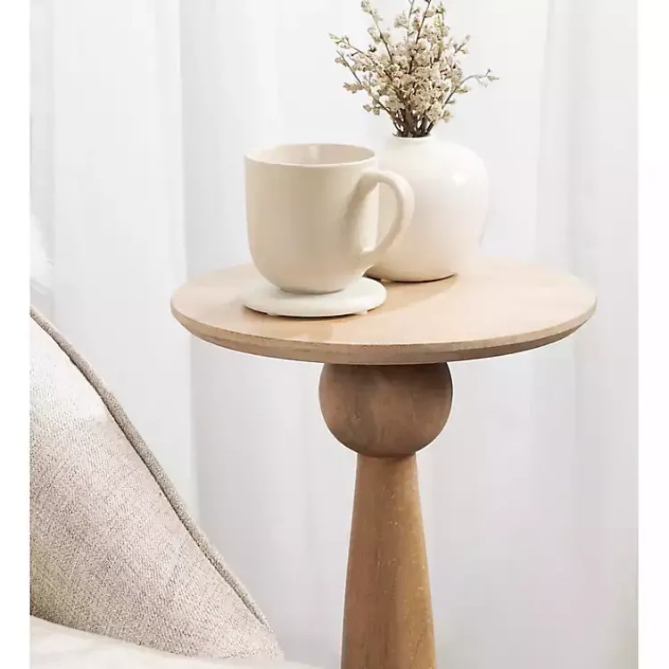 Kirklands Home Accent & End Tables|Round Natural Wood Jess Accent Table Tan