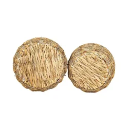 New Round Natural Woven Hyacinth Baskets, Set of 2 Baskets & Boxes