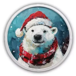 Clearance Round Painterly Polar Bear Framed Art Print Christmas Art & Wall Decor
