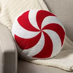 Best Round Peppermint Candy Christmas Pillow Christmas Pillows