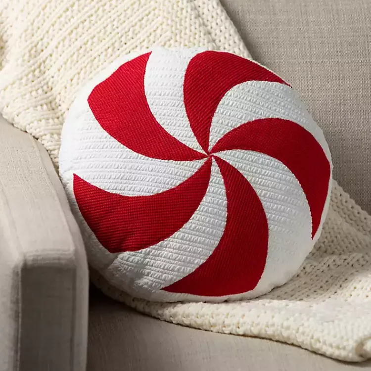 Best Round Peppermint Candy Christmas Pillow Christmas Pillows