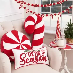 Hot Round Peppermint Candy Pillow Christmas Pillows