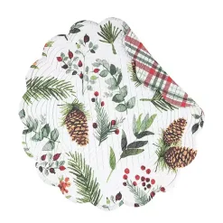 New Round Pinecone and Plaid Placemats, Set of 6 Christmas Dining & Entertaining