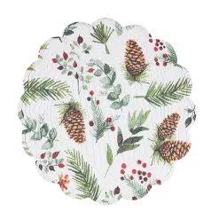 New Round Pinecone and Plaid Placemats, Set of 6 Christmas Dining & Entertaining