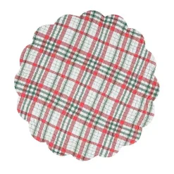 New Round Pinecone and Plaid Placemats, Set of 6 Christmas Dining & Entertaining