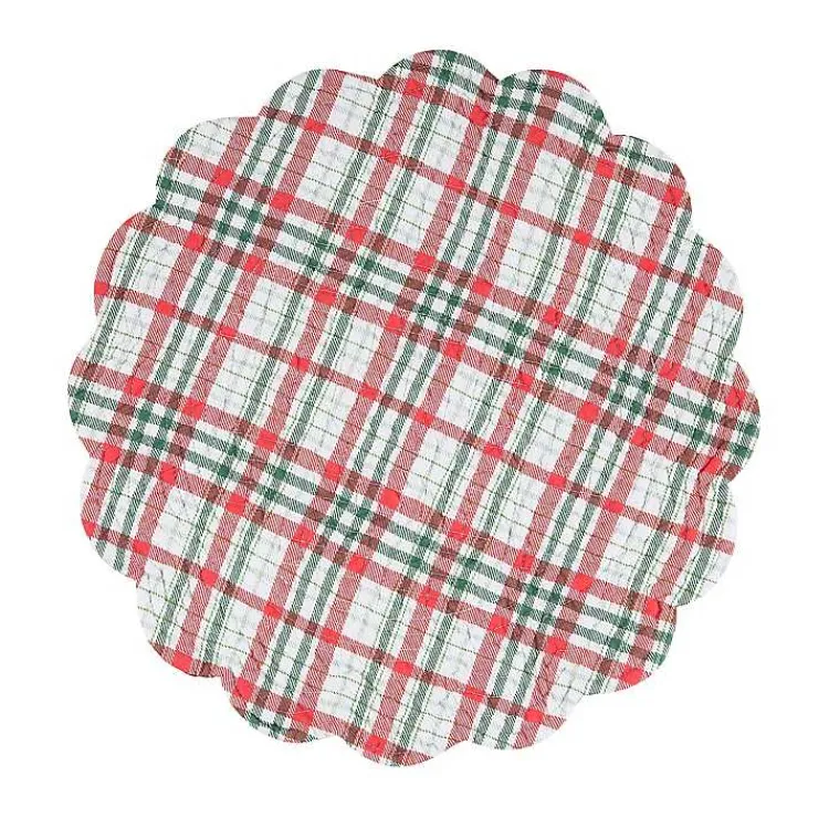 New Round Pinecone and Plaid Placemats, Set of 6 Christmas Dining & Entertaining
