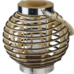 Online Round Rattan Hurricane Lantern with Jute Rope Lanterns