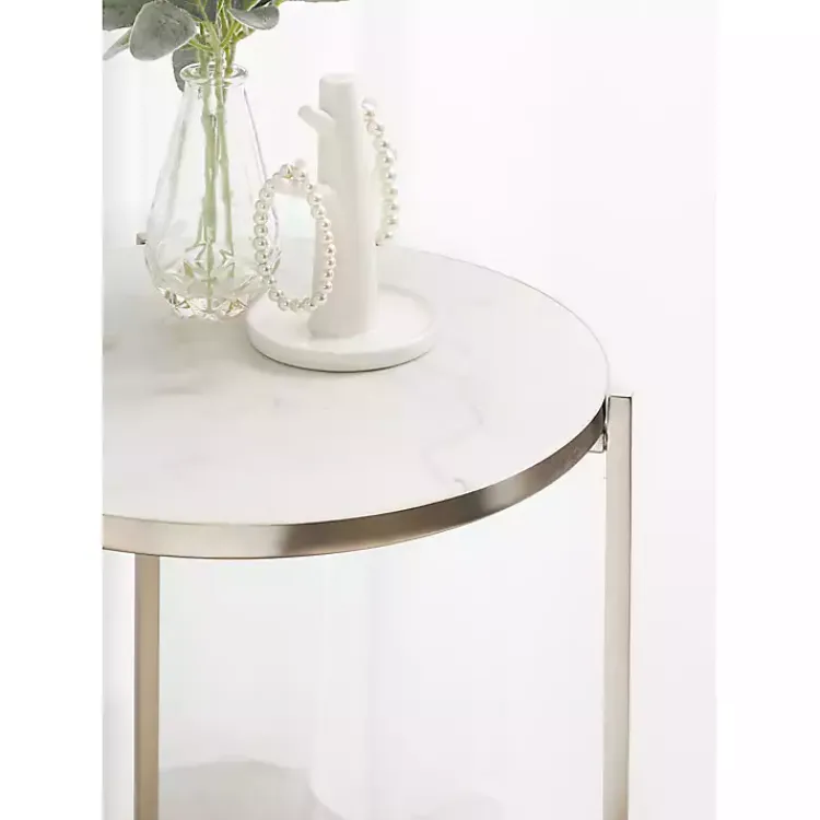 Kirklands Home Accent & End Tables|Round Aguilar Accent Table Silver