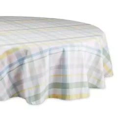 Kirklands Home Table Linens|Round Sweet Spring Plaid Tablecloth, 70 in. Multi
