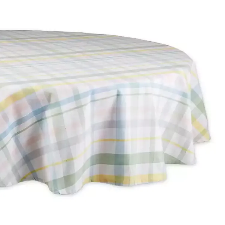 Kirklands Home Table Linens|Round Sweet Spring Plaid Tablecloth, 70 in. Multi