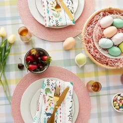 Kirklands Home Table Linens|Round Sweet Spring Plaid Tablecloth, 70 in. Multi