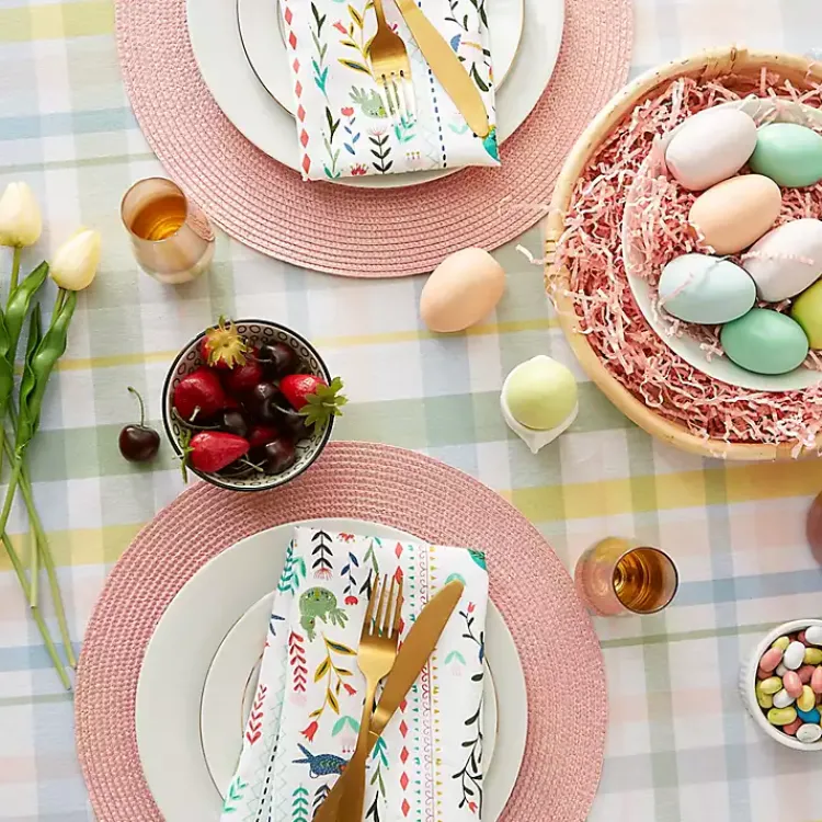 Kirklands Home Table Linens|Round Sweet Spring Plaid Tablecloth, 70 in. Multi